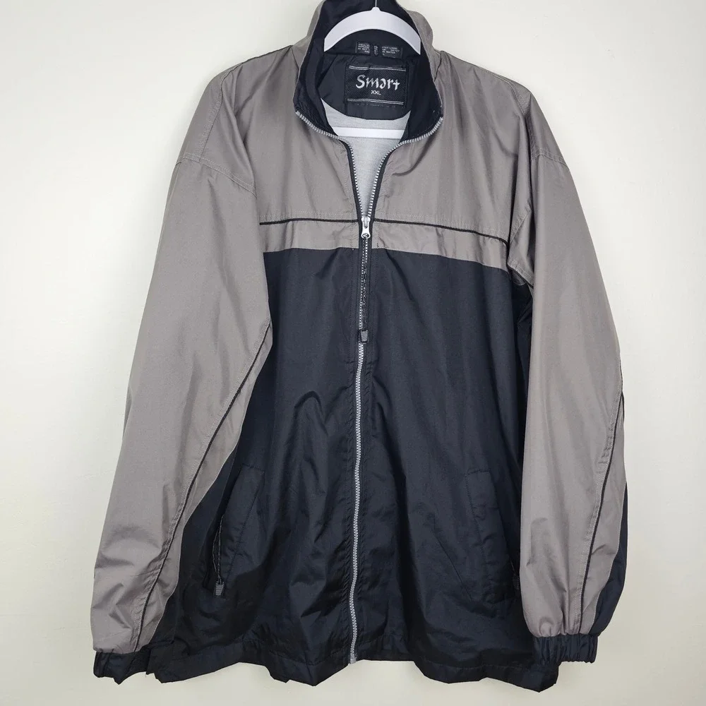 Smart Jacket Mens XXL Grey Black Colorblock Full Zip Midweight